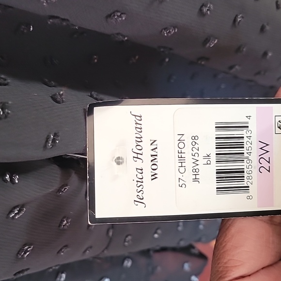 Jessica Howard Black Chiffon Dress with Metallic Silver Dots - Picture 6 of 6